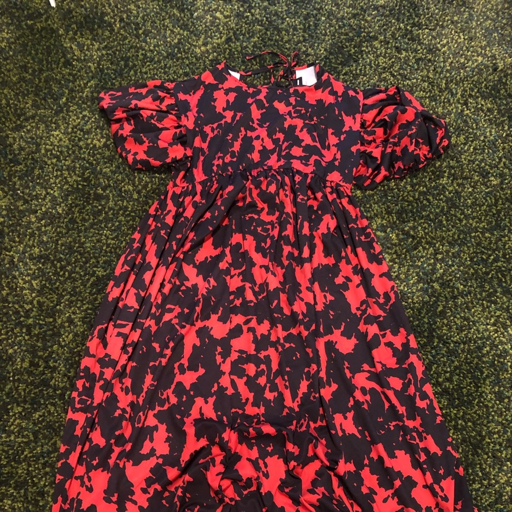 Patterned Maxi Dress w/ Square Neck